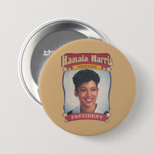 Kamala Harris Madame President Retro Card 7.5 Cm Round Badge (Front & Back)
