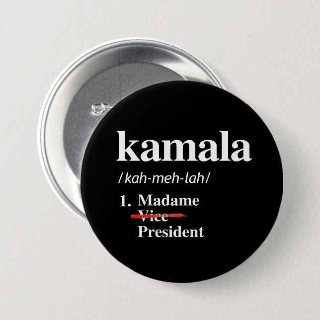 Kamala Harris Madame Vice President 7.5 Cm Round Badge (Front & Back)