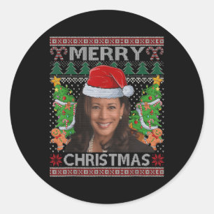 Kamala Harris Merry Christmas Women's Ugly Christm Classic Round Sticker