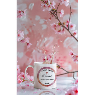 Kamala Harris Mug. White and Light Pink Colours. Coffee Mug