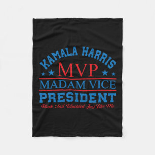 Kamala Harris Mvp Madam Vice President Black And E Fleece Blanket