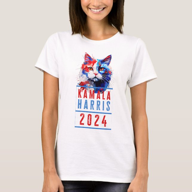 Kamala Harris Patriotic Cat T-Shirt (Front)