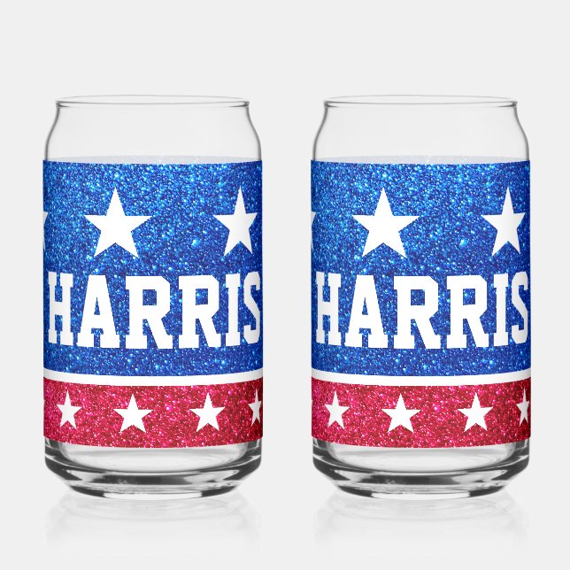 Kamala Harris Patriotic Coffee Mug - 2024          Can Glass (Back)