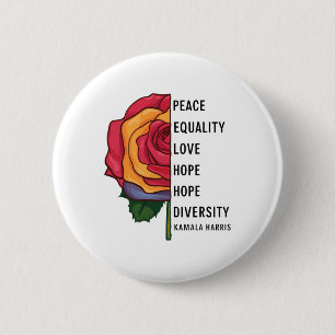 Kamala Harris Peace Love Equality Hope Diversity 1 6 Cm Round Badge
