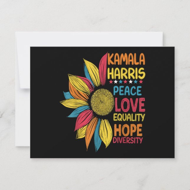 Kamala Harris Peace Love Equality Hope Diversity Holiday Card (Front)