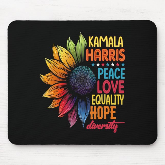 Kamala Harris Peace Love Equality Hope Diversity  Mouse Mat (Front)