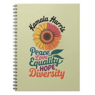 Kamala Harris Peace Love Equality Hope Diversity Notebook