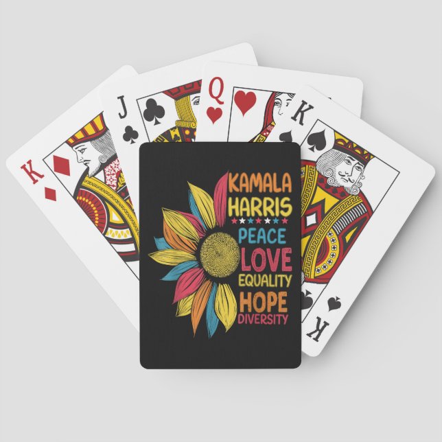 Kamala Harris Peace Love Equality Hope Diversity Playing Cards (Back)