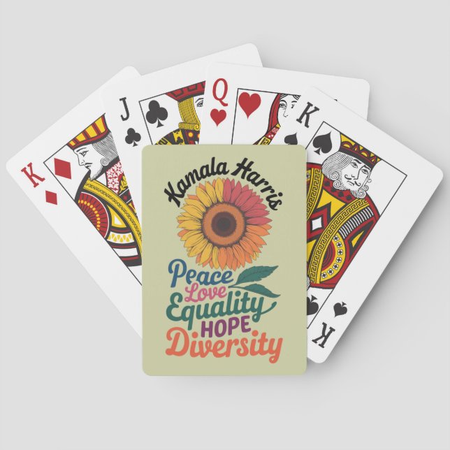 Kamala Harris Peace Love Equality Hope Diversity Playing Cards (Back)