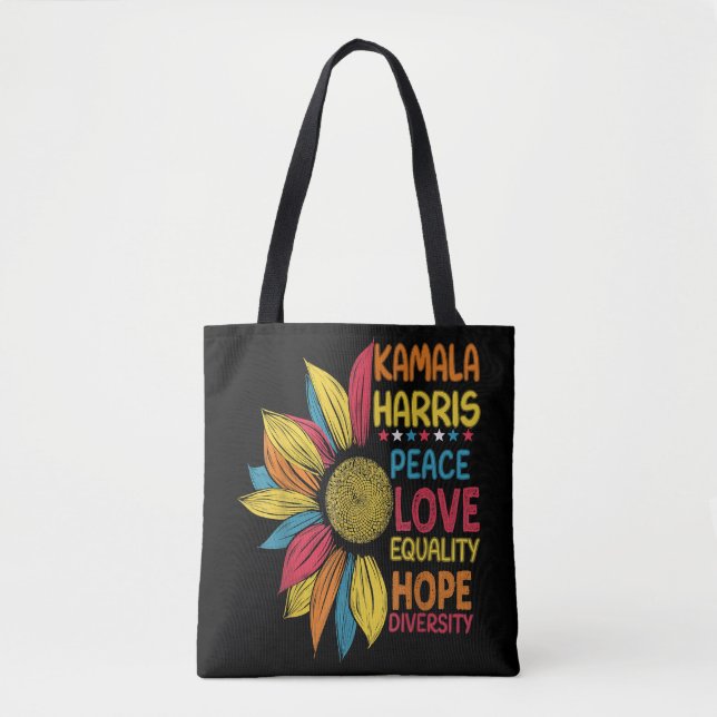 Kamala Harris Peace Love Equality Hope Diversity Tote Bag (Front)