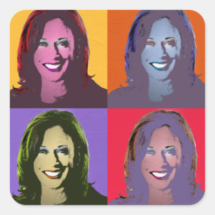 Kamala Harris Pop Art (Yellow, Orange, Purple, Red Square Sticker