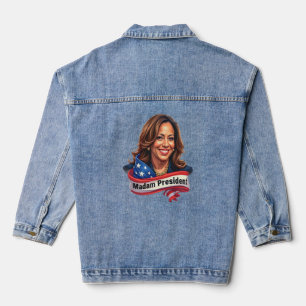 Kamala Harris Portrait Madam President men's Denim Jacket