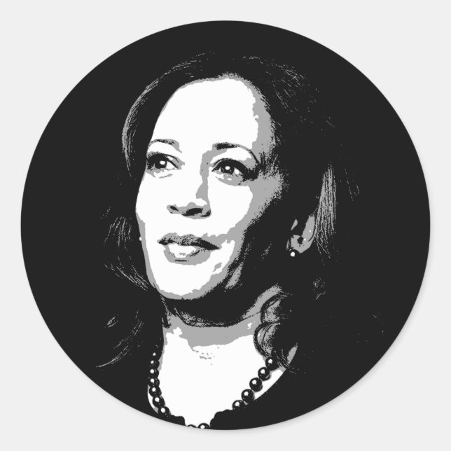 Kamala Harris Portrait Print Classic Round Sticker (Front)
