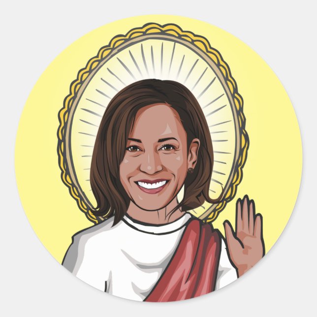 Kamala Harris Prayer and Peace Portrait Classic Round Sticker (Front)