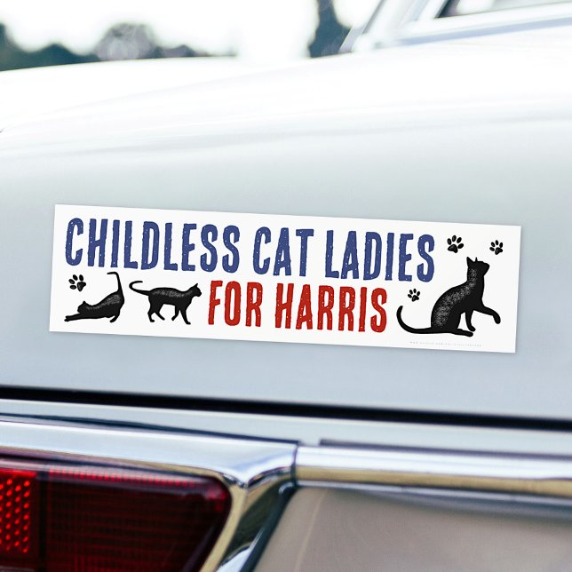 Kamala Harris President 2024 Childless Cat Ladies Bumper Sticker (Creator Uploaded)