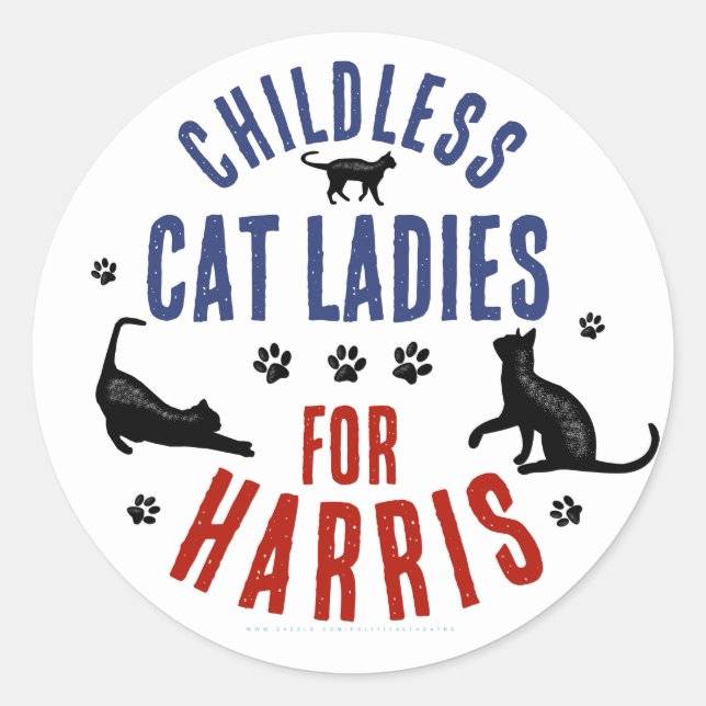 Kamala Harris President 2024 Childless Cat Ladies Classic Round Sticker (Front)
