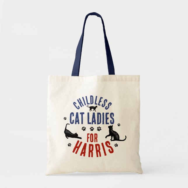 Kamala Harris President 2024 Childless Cat Ladies Tote Bag (Front)