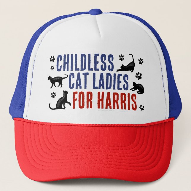 Kamala Harris President 2024 Childless Cat Ladies Trucker Hat (Front)
