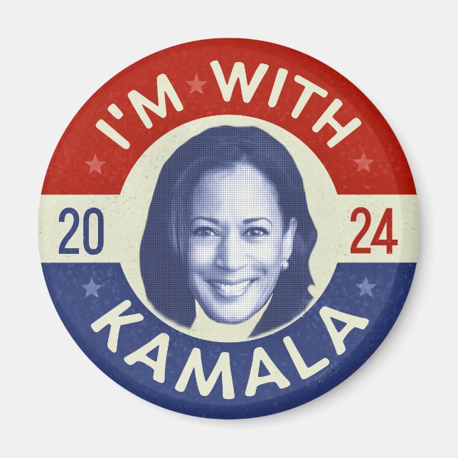 Kamala Harris President 2024 Democrat Photo Retro Magnet (Front)