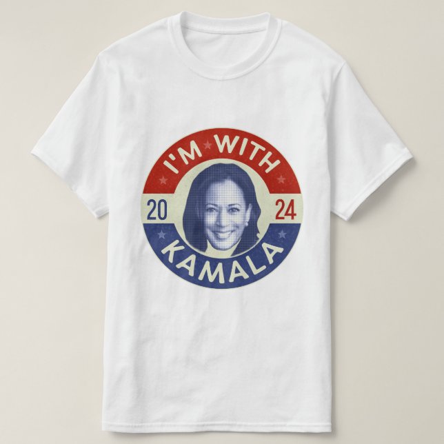Kamala Harris President 2024 Democrat Photo Retro T-Shirt (Design Front)