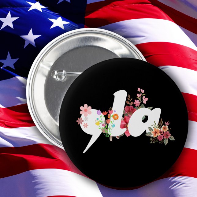 Kamala Harris President Flowers - Comma la Floral 6 Cm Round Badge (Creator Uploaded)