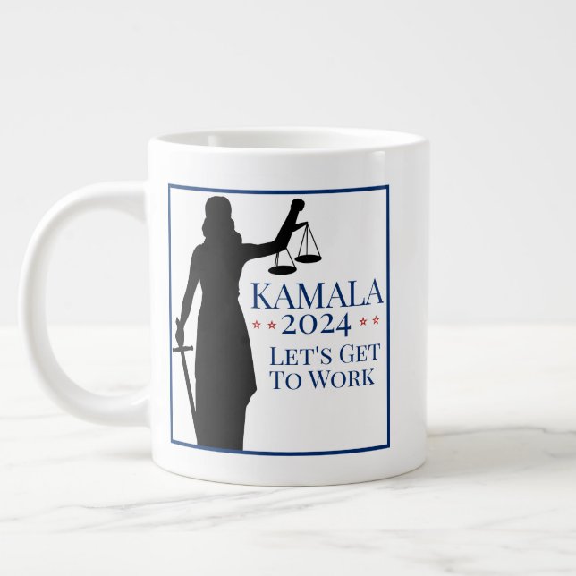 Kamala Harris President Get to Work 2024 Election Large Coffee Mug (Left)