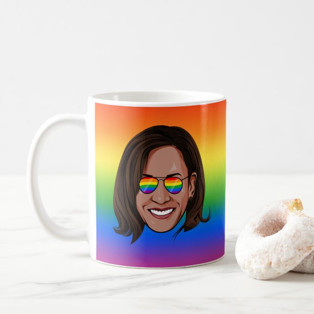 Kamala Harris Pride Holiday Coffee Mug (With Donut)