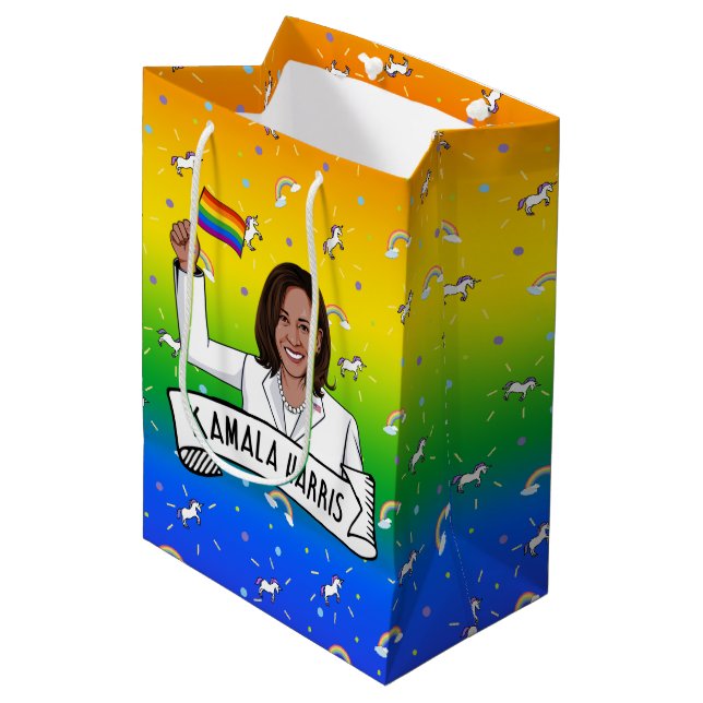 Kamala Harris Pride Medium Gift Bag (Front Angled)
