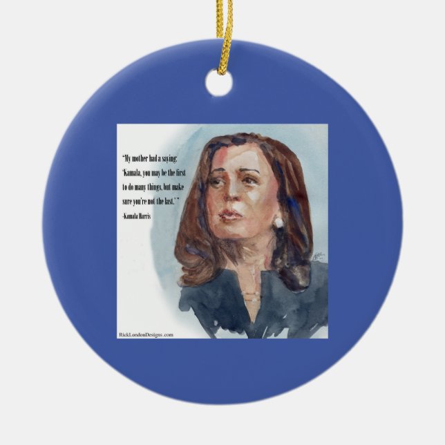 Kamala Harris & Quote Ceramic Tree Decoration (Front)