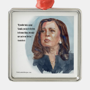 Kamala Harris & Quote Metal Tree Decoration
