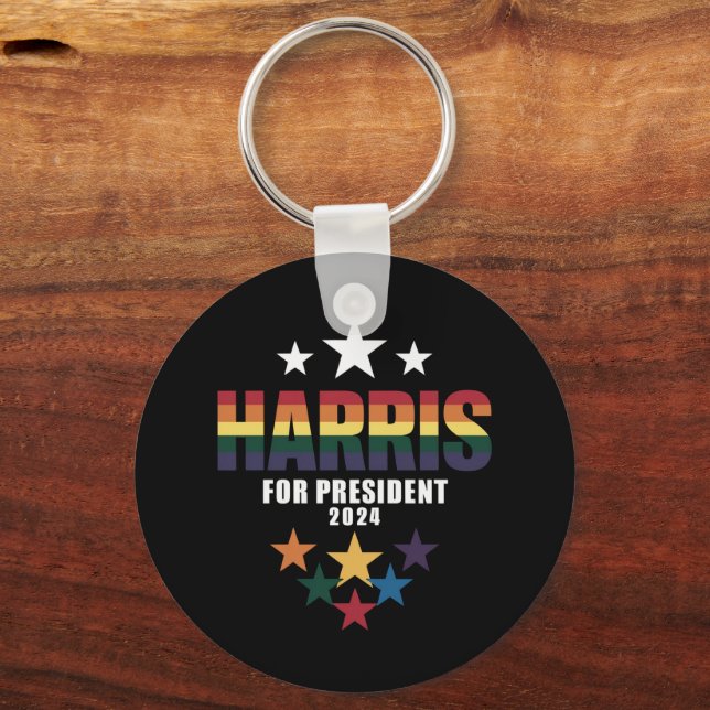 Kamala Harris Rainbow Gay Pride LGBT Election 2024 Key Ring (Front)