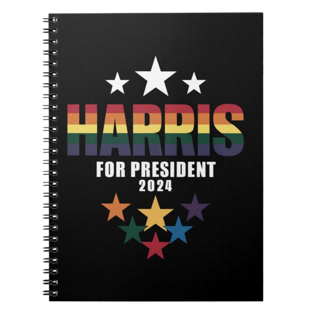 Kamala Harris Rainbow Gay Pride LGBT Election 2024 Notebook (Front)