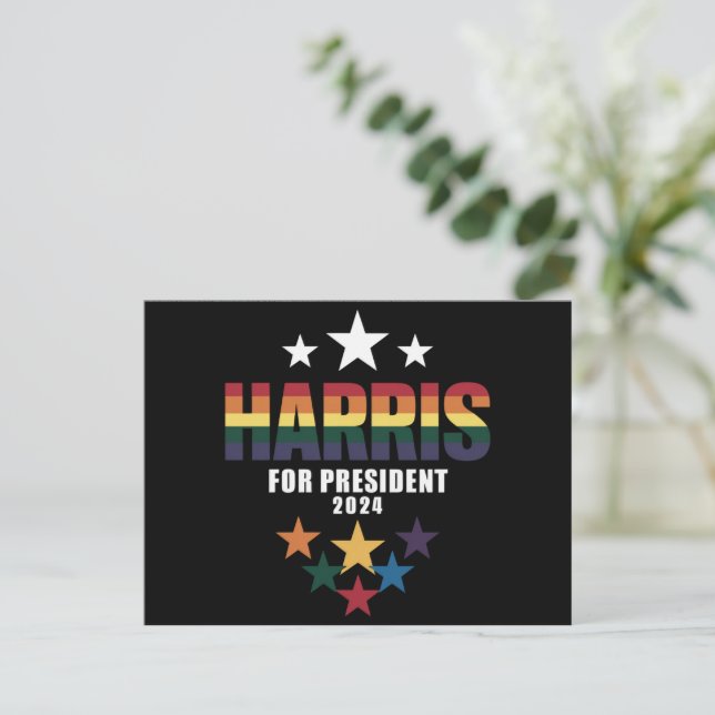 Kamala Harris Rainbow Gay Pride LGBT Election 2024 Postcard (Standing Front)