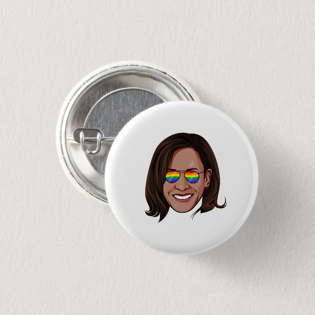 Kamala Harris Rainbow Sunglasses 3 Cm Round Badge (Front & Back)