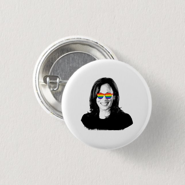 Kamala Harris Rainbow Sunglasses 3 Cm Round Badge (Front & Back)