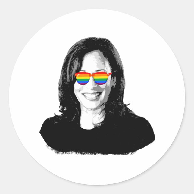 Kamala Harris Rainbow Sunglasses Classic Round Sticker (Front)