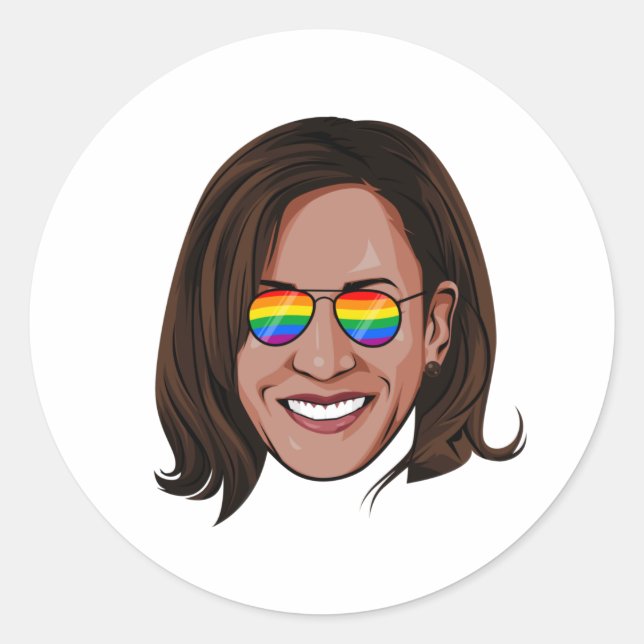 Kamala Harris Rainbow Sunglasses Classic Round Sticker (Front)