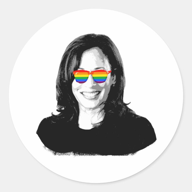 Kamala Harris Rainbow Sunglasses Classic Round Sticker (Front)