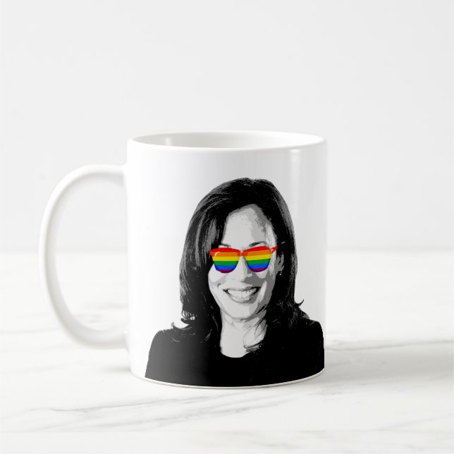 Kamala Harris Rainbow Sunglasses Coffee Mug (Left)