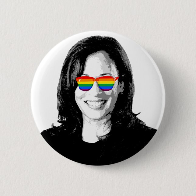 Kamala Harris Rainbow Sunglasses Coffee Mug 6 Cm Round Badge (Front)