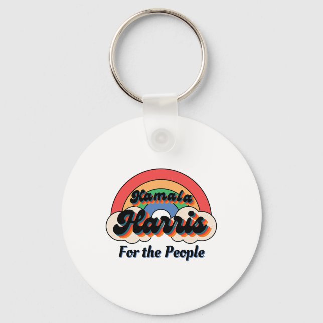 Kamala Harris Retro Rainbow Design  Key Ring (Front)