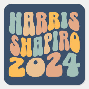 Kamala Harris Shapiro Wavy Text Retro Trendy Square Sticker