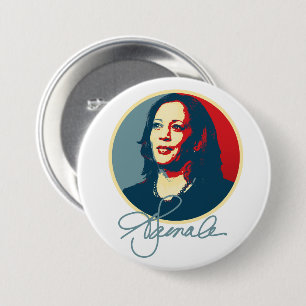Kamala Harris Signature Portrait 7.5 Cm Round Badge