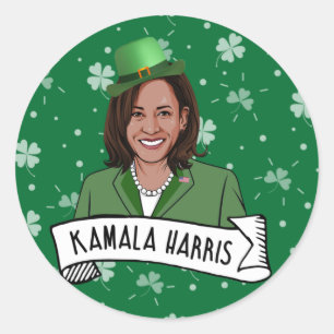 Kamala Harris St. Patrick's Day Classic Round Sticker