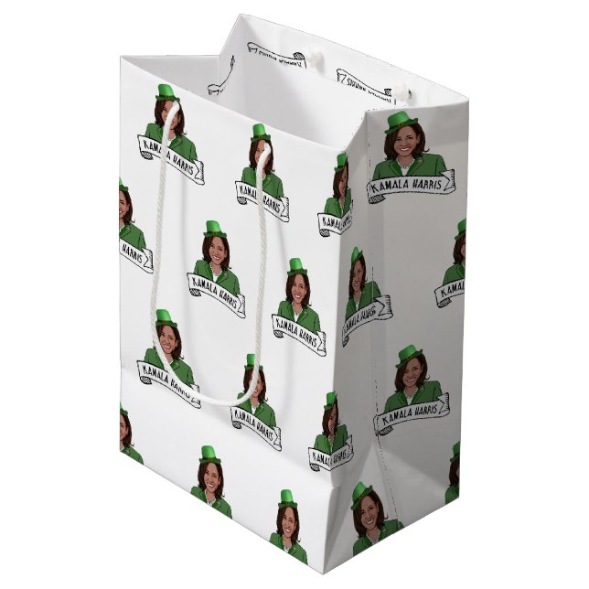 Kamala Harris St. Patrick's Day Medium Gift Bag (Front Angled)