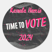 Kamala Harris Sticker. Dark with pink font.