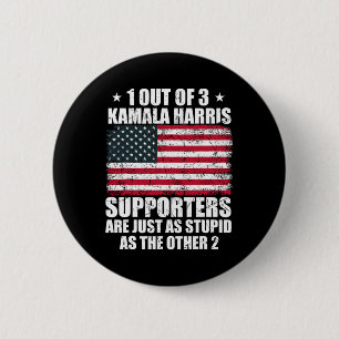 Kamala Harris Stupid Joke American Flag Usa Funny 6 Cm Round Badge