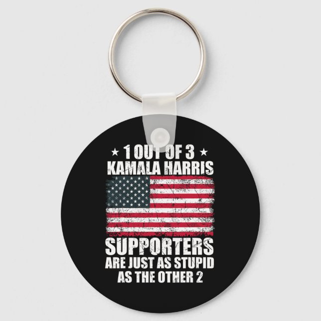 Kamala Harris Stupid Joke American Flag Usa Funny  Key Ring (Front)