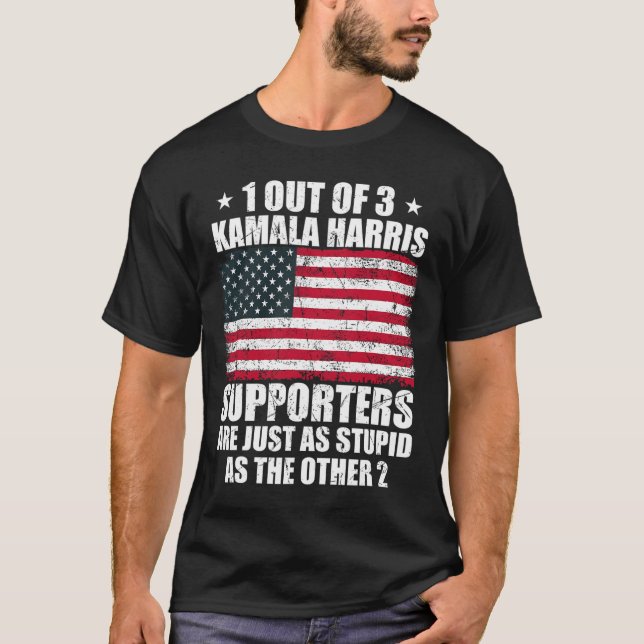 Kamala Harris Stupid Joke American Flag Usa Funny  T-Shirt (Front)