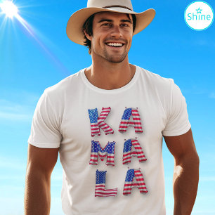 Kamala Harris Supporter USA Flag Balloon Alphabets T-Shirt